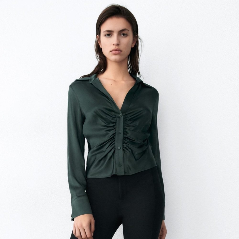 Zara pleated satin effect shirt